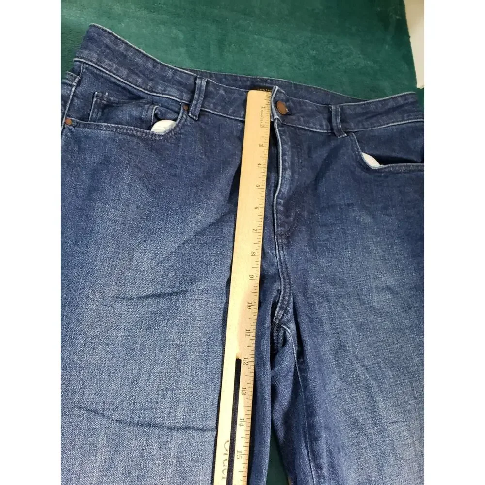 Ann Taylor Jeans Size 12 Women Blue Pants Denim Stretch Mid Rise Straight Ankle